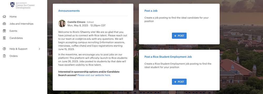 Student Employment Button Screenshot