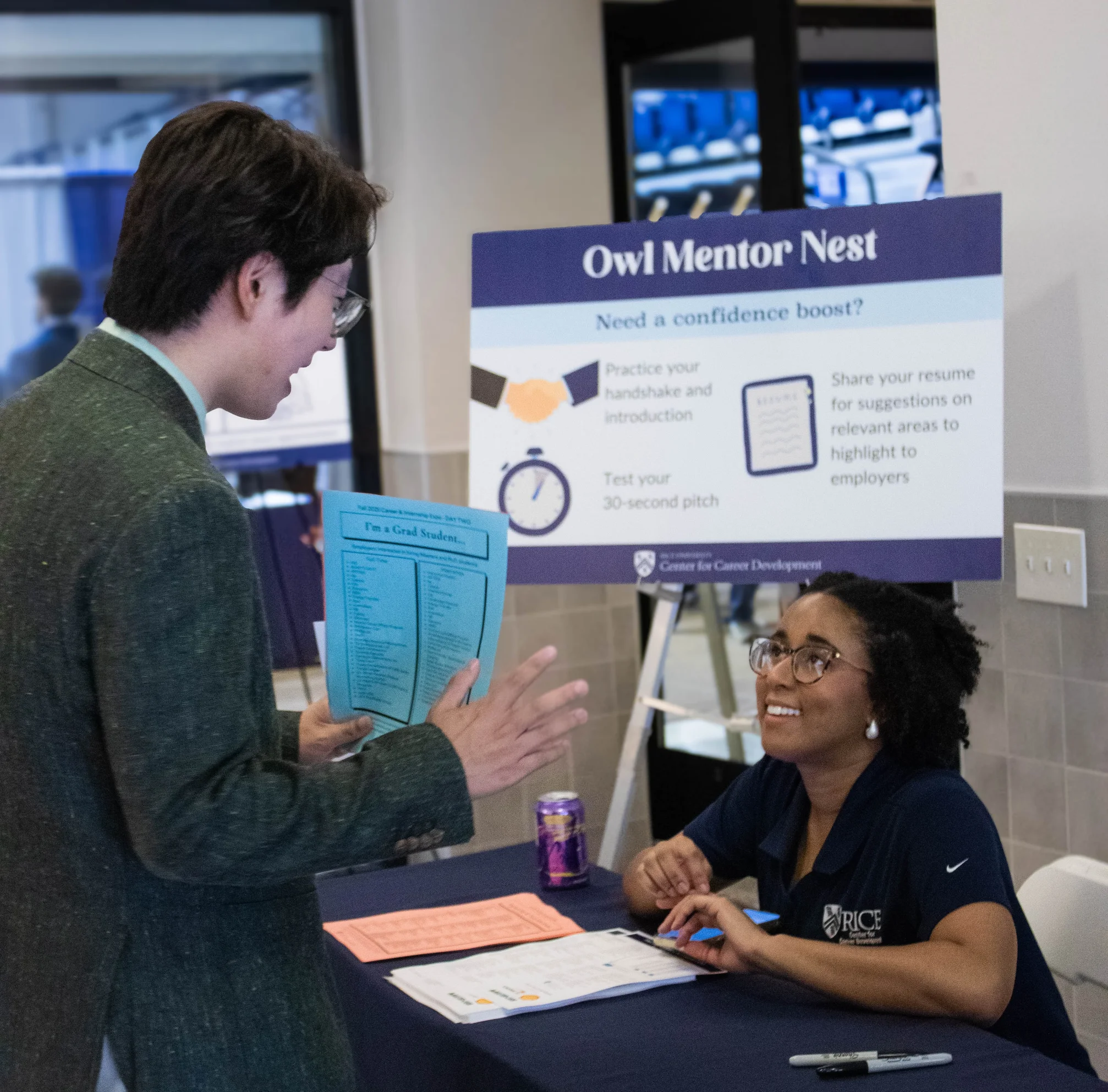 CCD Advisor speaking with a student